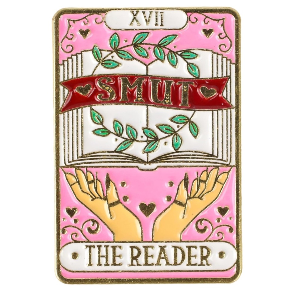 NEW Enamel Pin Smut/ The Reader Tarot Card Literature Reading Cute Pink Gold